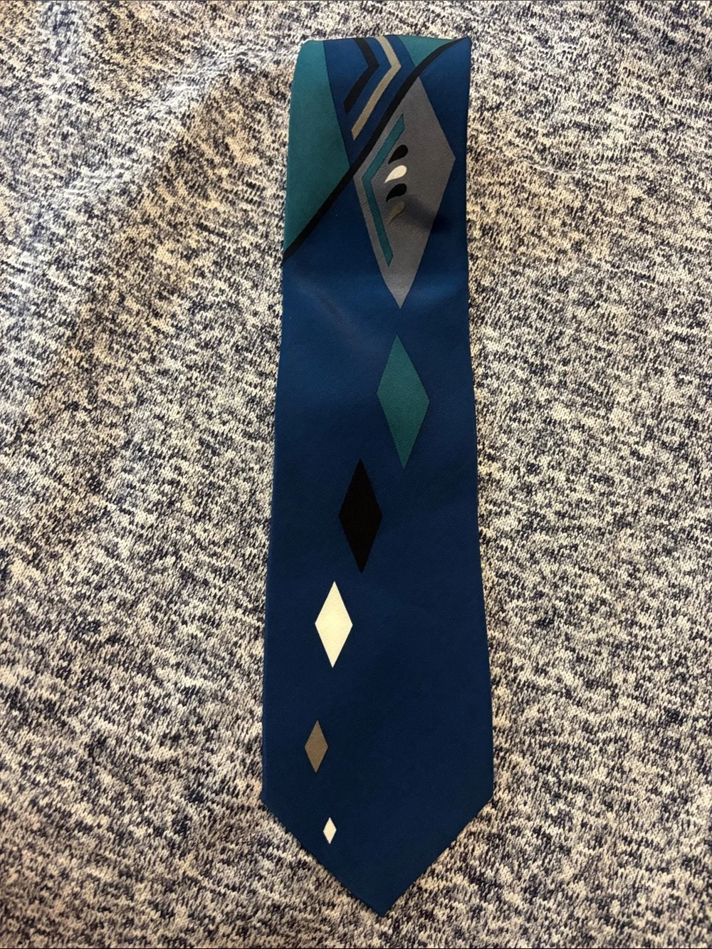 Brandini Blue Geometric Diamond Silk Tie